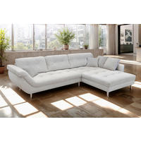 ECKSOFA BROOKLYN Creme Flachgewebe Zierkissen, Rückenkissen  - Silberfarben/Creme, KONVENTIONELL, Kunststoff/Textil (329/199cm) - Livetastic