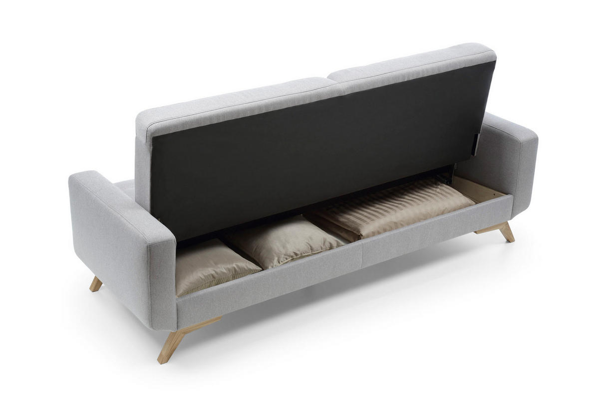 SCHLAFSOFA  in Hellgrau  - Eichefarben/Hellgrau, Design, Holz/Textil (222/87/89cm) - Livetastic