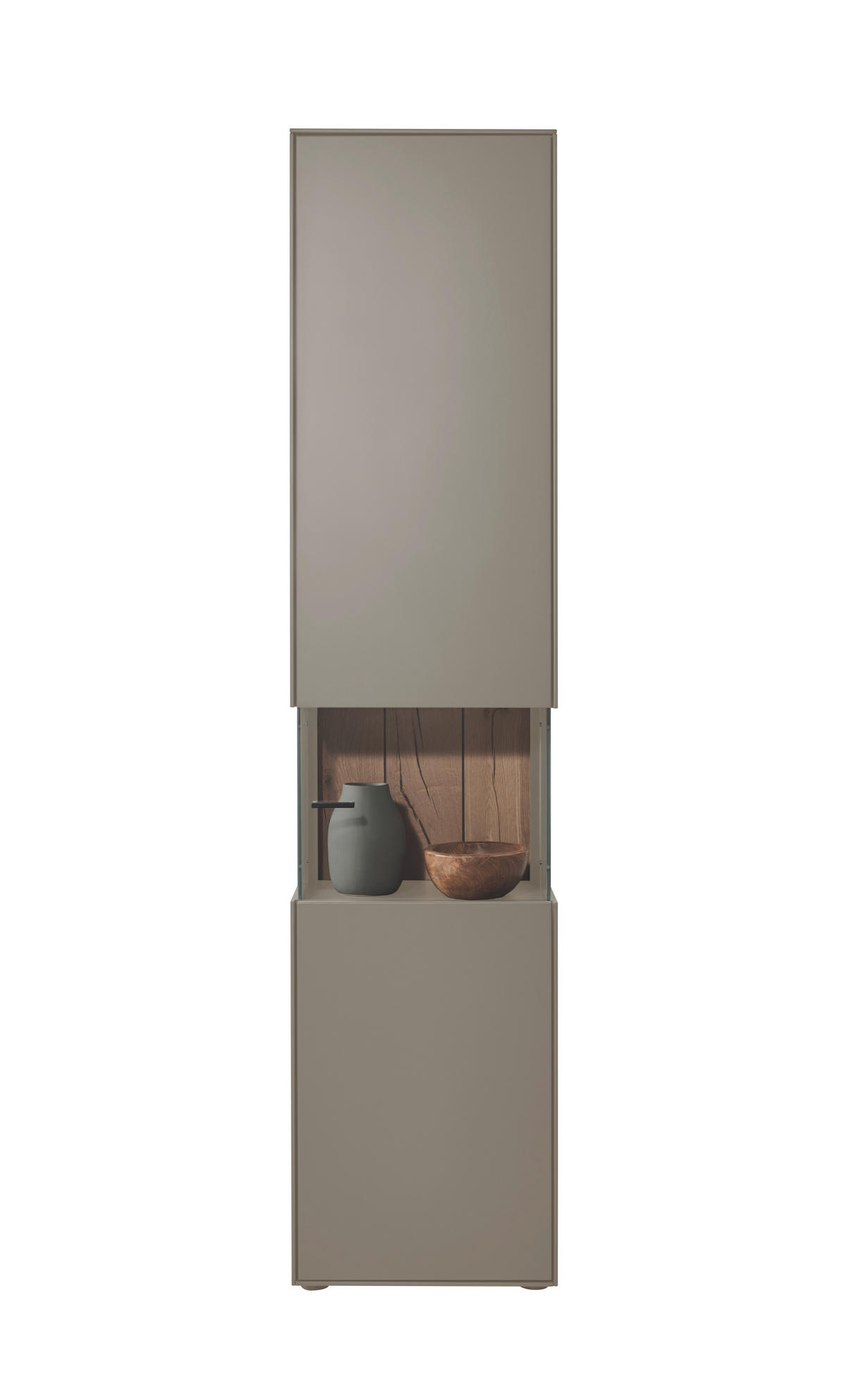 VITRINE in Hellgrau  - Hellgrau/Graphitfarben, Design, Glas/Holzwerkstoff (46,9/205,5/37,1cm) - Dieter Knoll