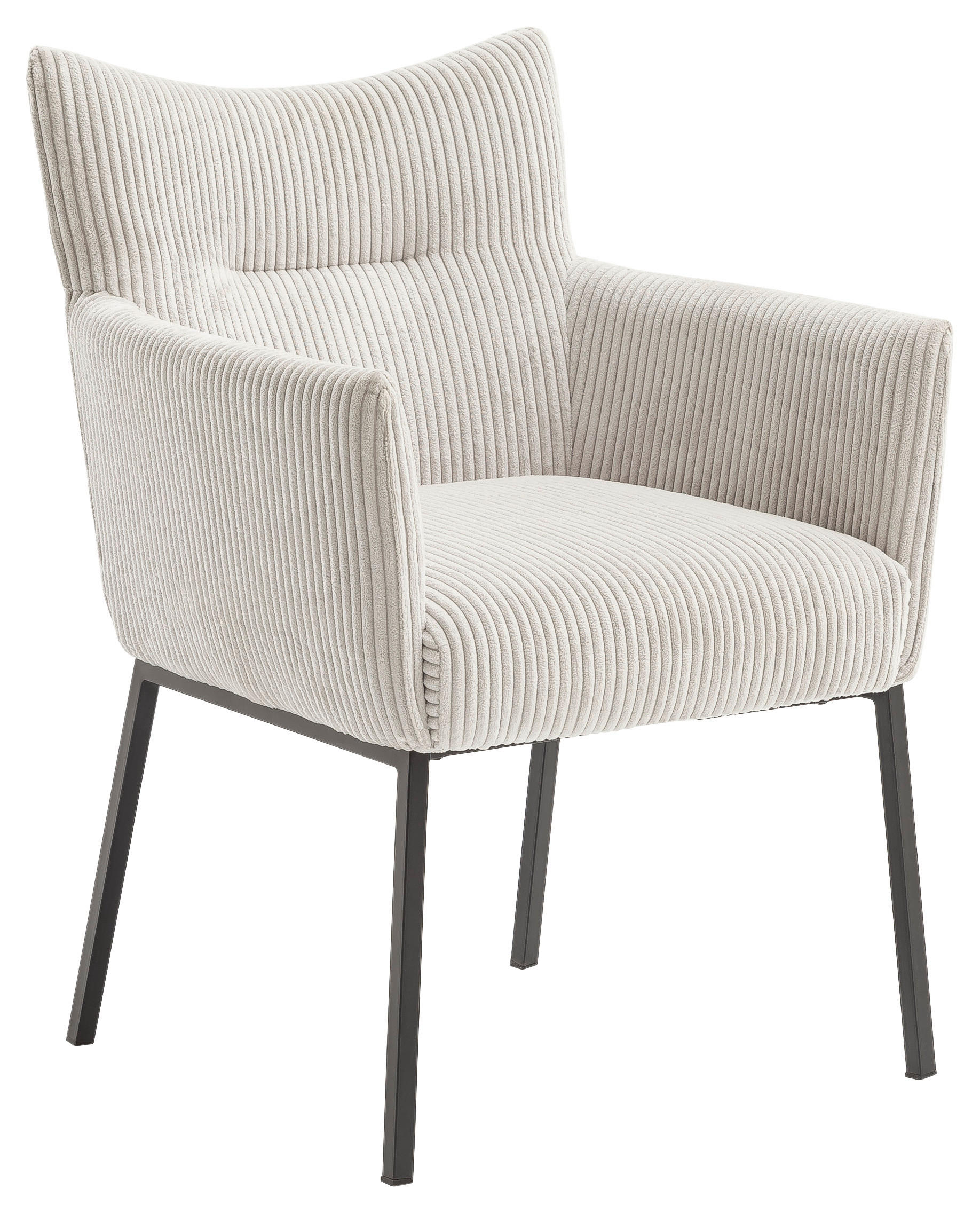 ARMLEHNSTUHL  in Eisen Cord  - Hellgrau/Schwarz, Design, Textil/Metall (63/86/65cm) - Novel