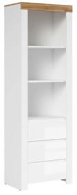 VITRINA bela, hrast wotan, bela visoki sjaj   - hrast wotan/bela, Dizajnerski, pločasti materijal (68/203,5/42cm) - Carryhome