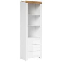 VITRINA bela, hrast wotan, bela visoki sjaj   - hrast wotan/bela, Dizajnerski, pločasti materijal (68/203,5/42cm) - Carryhome