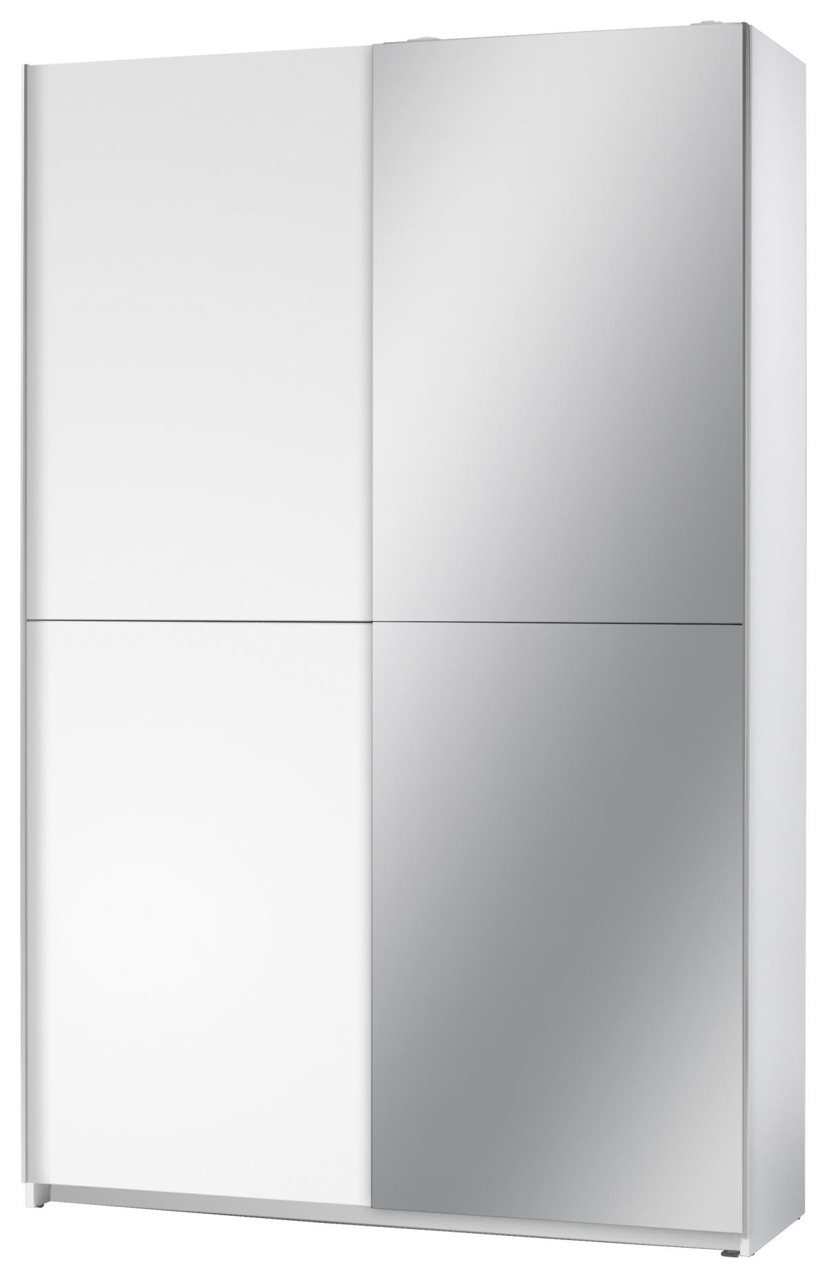 SCHWEBETÜRENSCHRANK 125/195,5/38 cm 2-türig Weiß  - Silberfarben/Weiß, Basics, Glas (125/195,5/38cm) - P & B