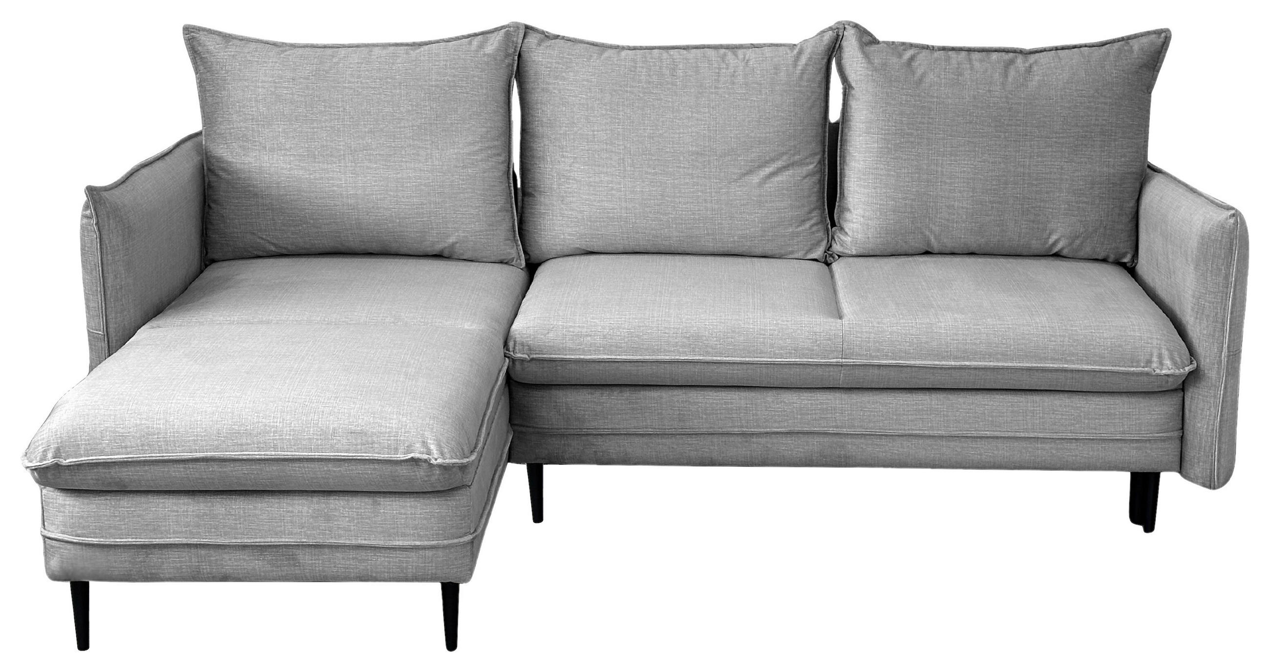 ECKSOFA in Flachgewebe Grau  170/235 cm  - Schwarz/Grau, Design, Holz/Kunststoff (170/235cm) - MID.YOU
