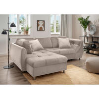 ECKSOFA in Mikrofaser Taupe  - Taupe/Chromfarben, Design, Kunststoff/Textil (190/250cm) - Livetastic