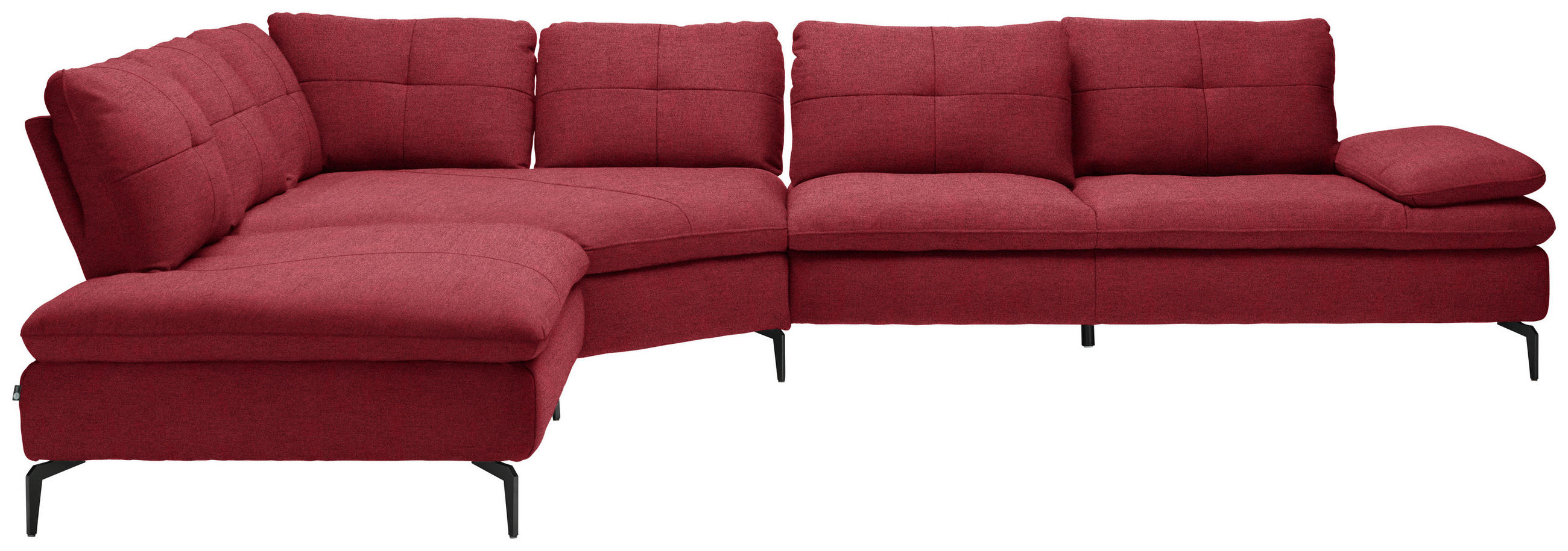 ECKSOFA in Flachgewebe Bordeaux  - Bordeaux/Schwarz, Design, Textil/Metall (271/344cm) - Chilliano