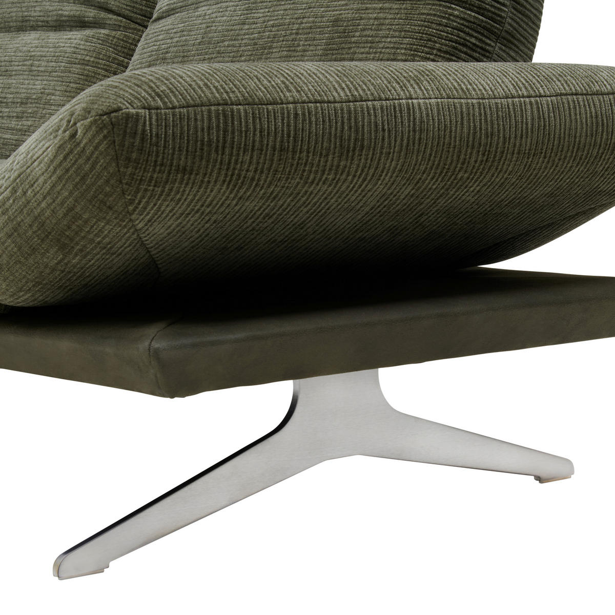 ECKSOFA in Flachgewebe Dunkelgrün  - Dunkelgrün/Edelstahlfarben, Design, Textil/Metall (277/209cm) - Koinor