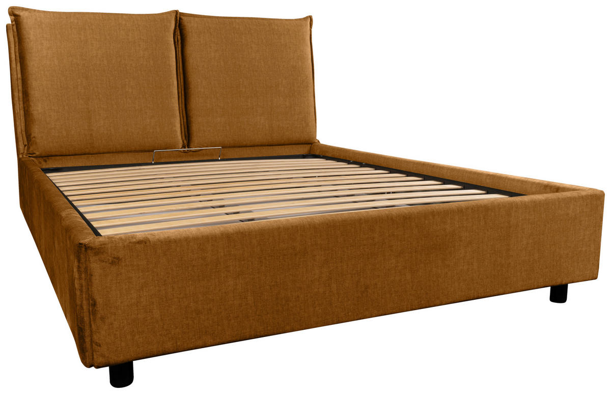 KÁRPITOZOTT ÁGY 180/200 cm  aranybarna  - aranybarna/fekete, Basics, műanyag/textil (180/200cm) - Carryhome