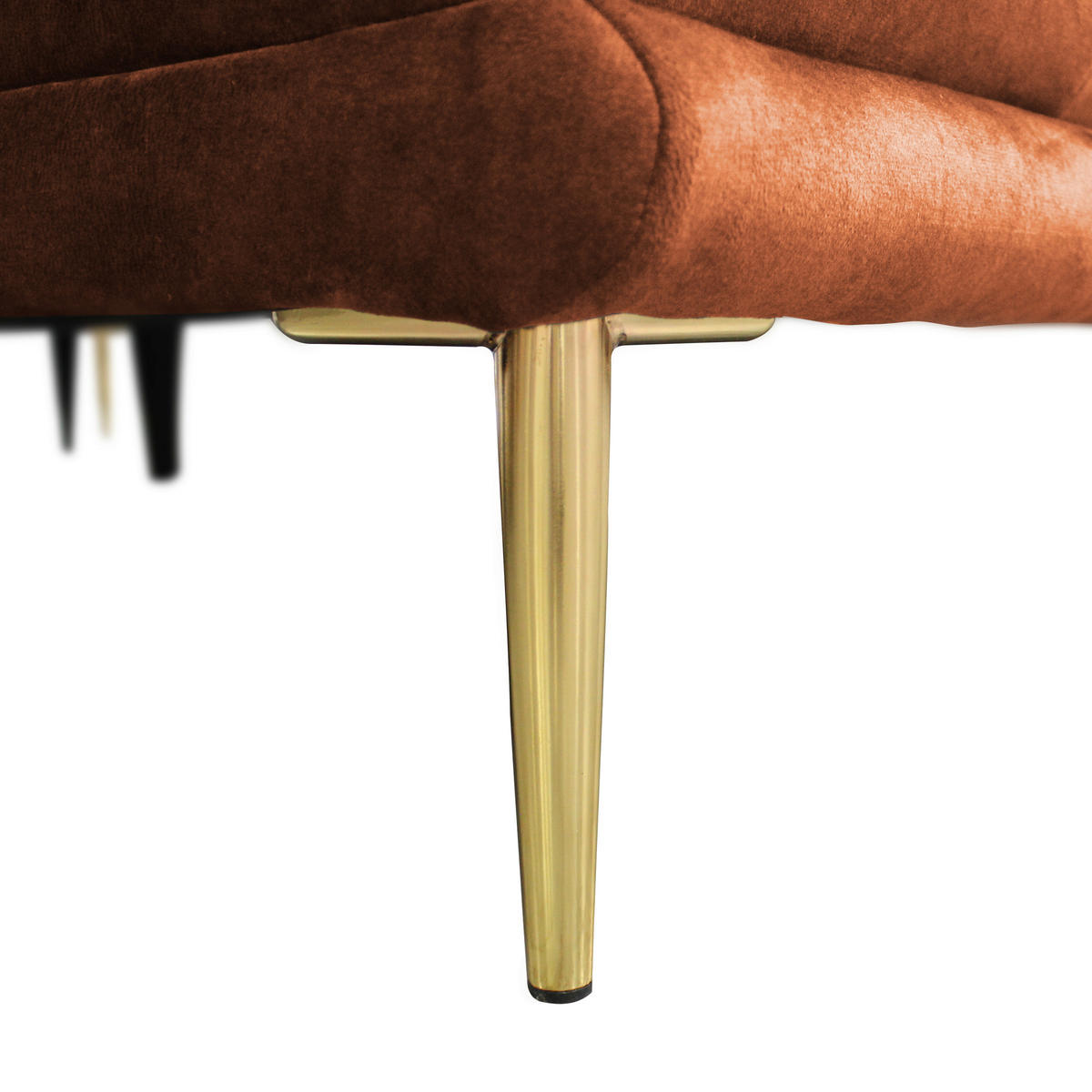 ECKSOFA Rostfarben Velours  - Rostfarben/Goldfarben, Design, Textil/Metall (264/196cm) - MID.YOU