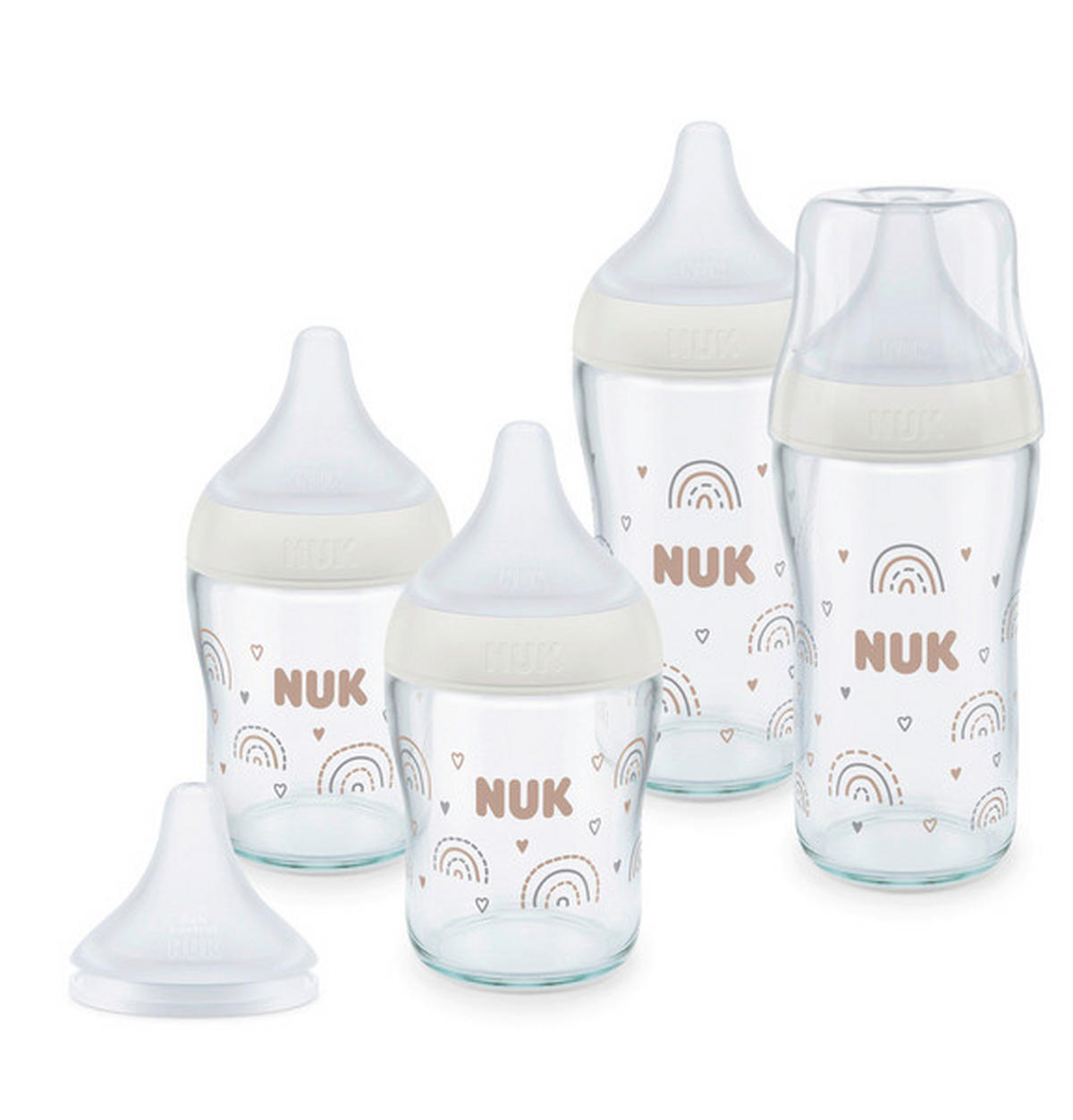 FLÄSCHCHENSET Perfect Match 5-teilig  - Beige, Basics, Glas (22,3/35,2/9,3cm) - NUK