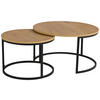 COUCHTISCHSET 60-80/60-80/42-45 cm rund Eichefarben  - Eichefarben/Schwarz, Design, Holzwerkstoff/Metall (60-80/60-80/42-45cm) - home24