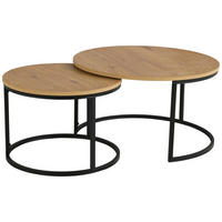 SADA KONFERENČNÝCH STOLÍKOV, farba duba, kov, kompozitné drevo, 60-80/60-80/42-45 cm - čierna/farba duba, Design, kov/kompozitné drevo (60-80/60-80/42-45cm) - Ti'me