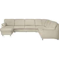 WOHNLANDSCHAFT Echtleder Creme  - Creme/Alufarben, Konventionell, Leder/Metall (165/329/239cm) - Beldomo Premium