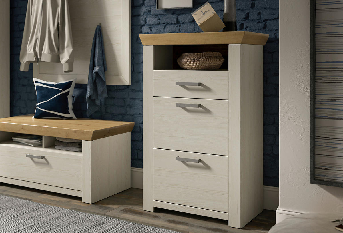 KOMMODE  in 74,5/108,2/42,2 cm  - Chromfarben/Eichefarben, Basics, Holzwerkstoff/Metall (74,5/108,2/42,2cm) - SetOne by Musterring