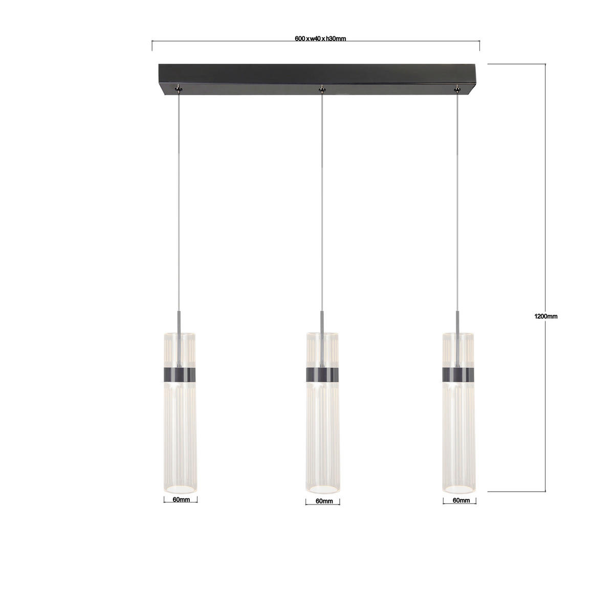LED-HÄNGELEUCHTE Ambiente 120/60/6 cm  - Graphitfarben, Design, Kunststoff (120/60/6cm)