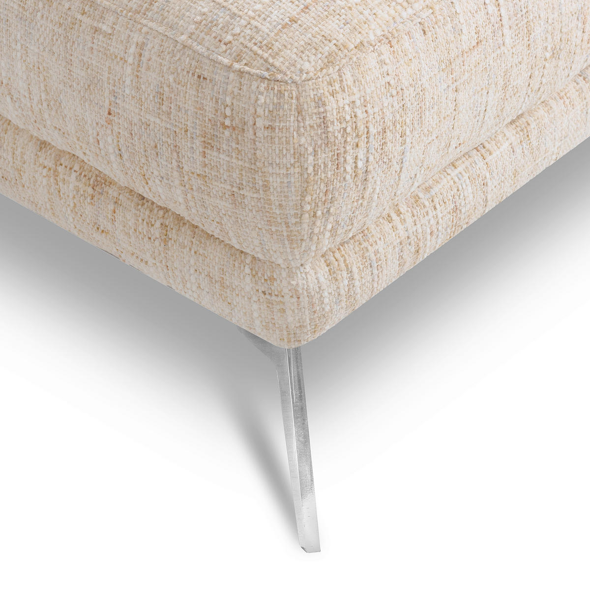 HOCKER Textil Beige  - Chromfarben/Beige, Design, Textil/Metall (96/45/80cm) - P & B