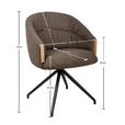 ARMLEHNSTUHL  Sitzfläche 360° drehbar, automatische Rückholfunktion Leinenoptik  - Schwarz/Braun, Design, Holz/Textil (61/84/62cm) - Valnatura