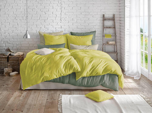 BETTWÄSCHE Provence Leinenoptik 155/220 cm  - Grün, Basics, Textil (155/220cm) - Fleuresse