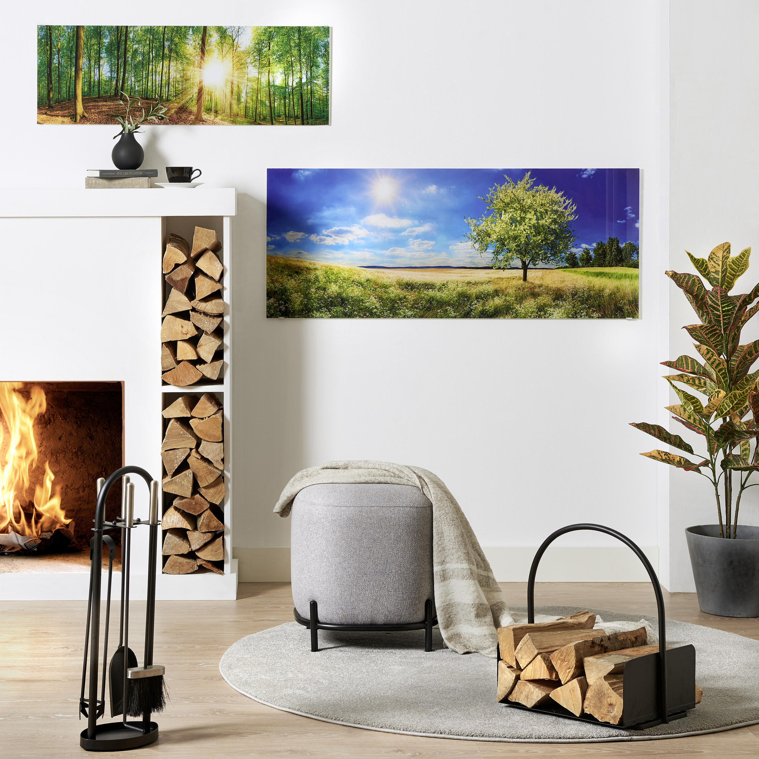 GLASBILD Bäume 33/98 cm  - Multicolor, Natur, Glas (33/98cm) - Euroart