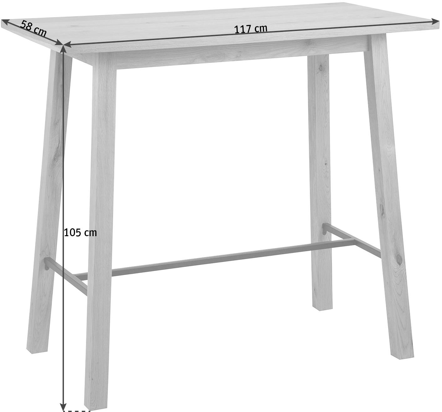BARTISCH in Holz, Metall 117/58/105 cm   - Eichefarben/Schwarz, Design, Holz/Metall (117/58/105cm) - Carryhome