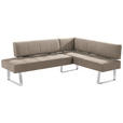 ECKBANK 227/165 cm in Edelstahlfarben, Sandfarben - Sandfarben/Edelstahlfarben, Design, Textil/Metall (227/165cm) - Moderano
