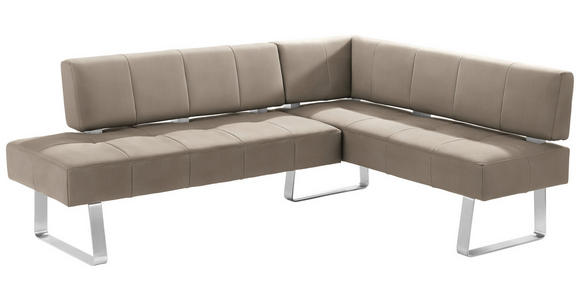 ECKBANK 227/165 cm in Edelstahlfarben, Sandfarben - Sandfarben/Edelstahlfarben, Design, Textil/Metall (227/165cm) - Moderano