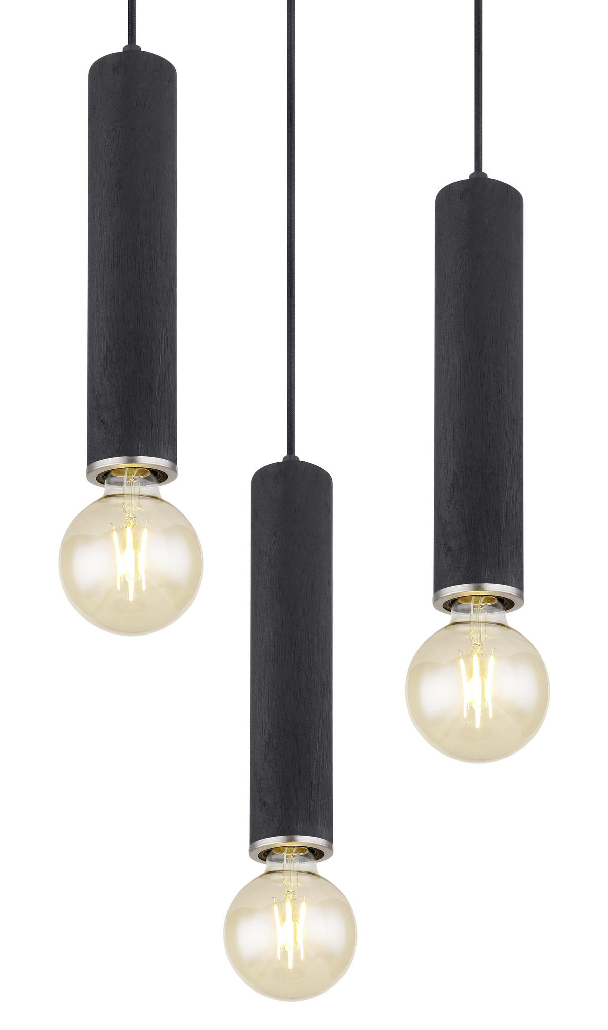 HÄNGELEUCHTE 35/160 cm    - Schwarz/Nickelfarben, Basics, Holz/Metall (35/160cm) - Globo