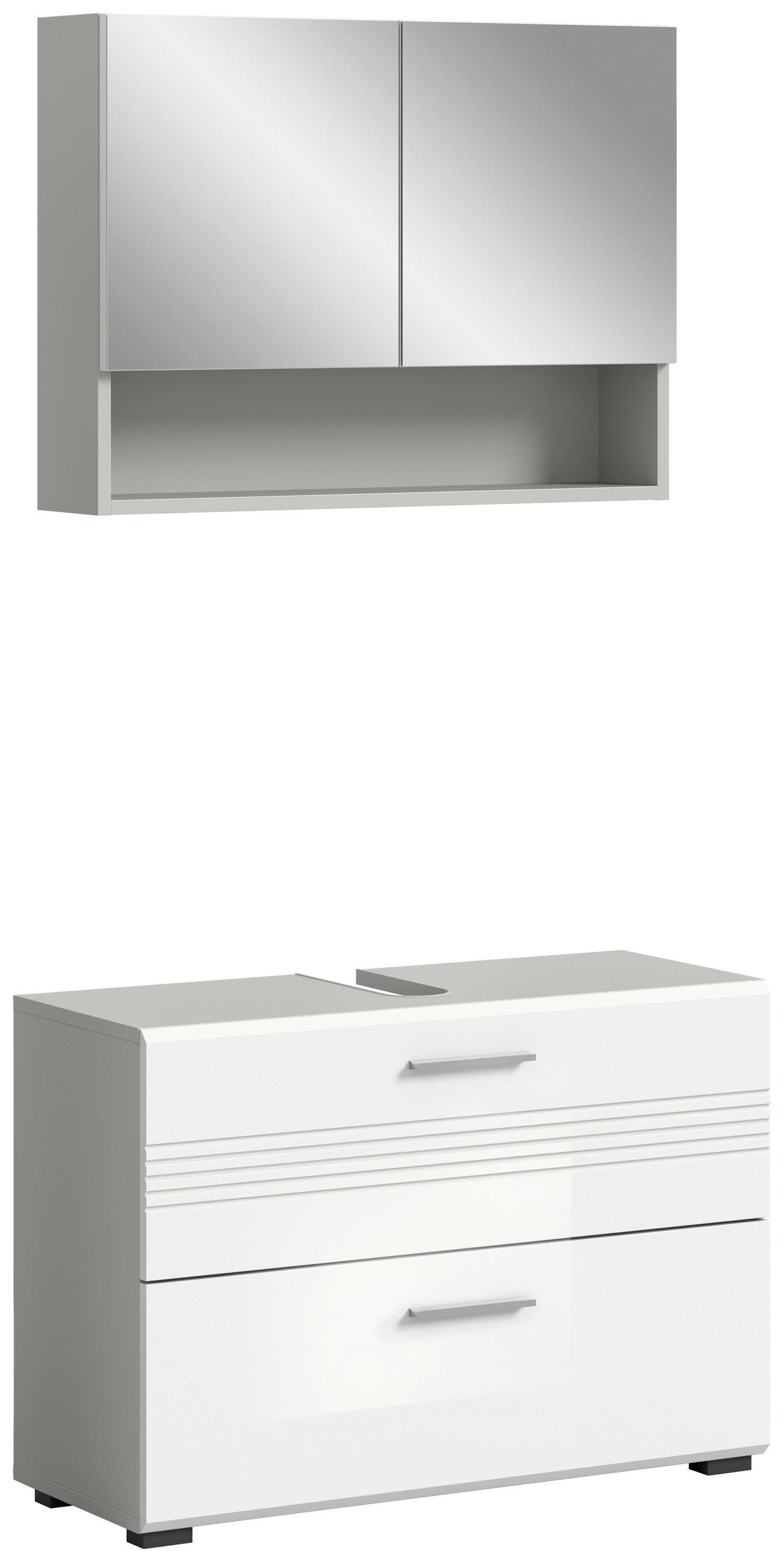 KOUPELNA šedá, vysoce lesklá bílá  - šedá/černá, Moderní, kompozitní dřevo/plast (80cm) - MID.YOU