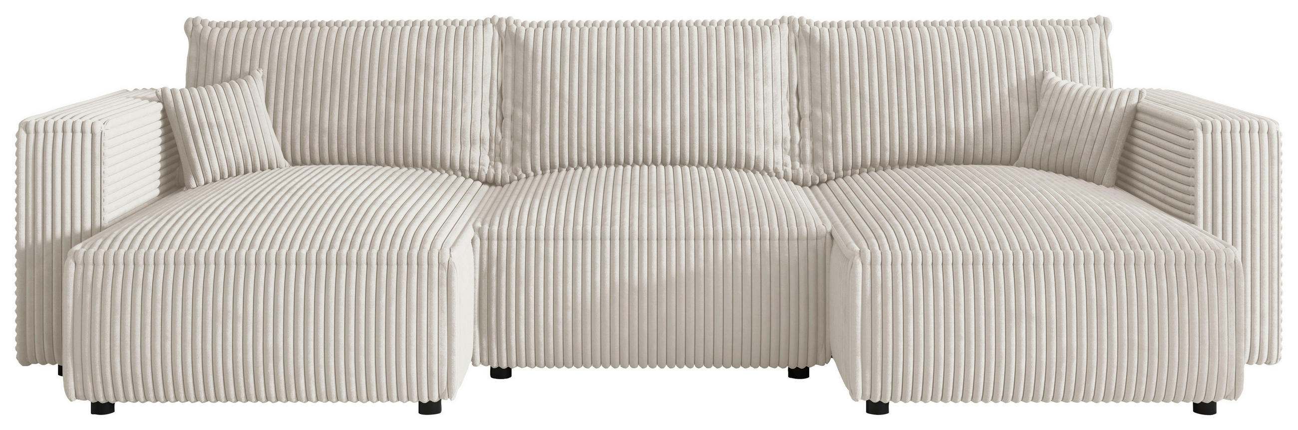 WOHNLANDSCHAFT Creme Cord  - Creme/Schwarz, MODERN, Kunststoff/Textil (153/350/153cm) - Xora