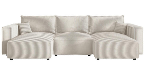 WOHNLANDSCHAFT Creme Cord  - Creme/Schwarz, MODERN, Kunststoff/Textil (153/350/153cm) - Xora