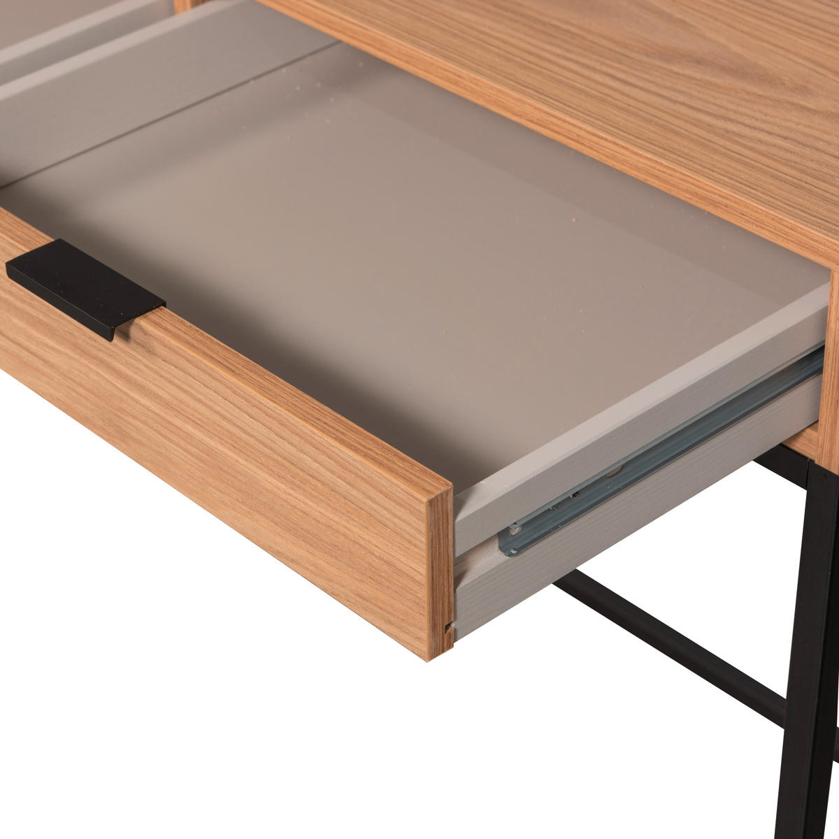 SCHREIBTISCH 140/44/75 cm  in Eichefarben  - Eichefarben/Schwarz, Design, Holz/Metall (140/44/75cm) - Livetastic