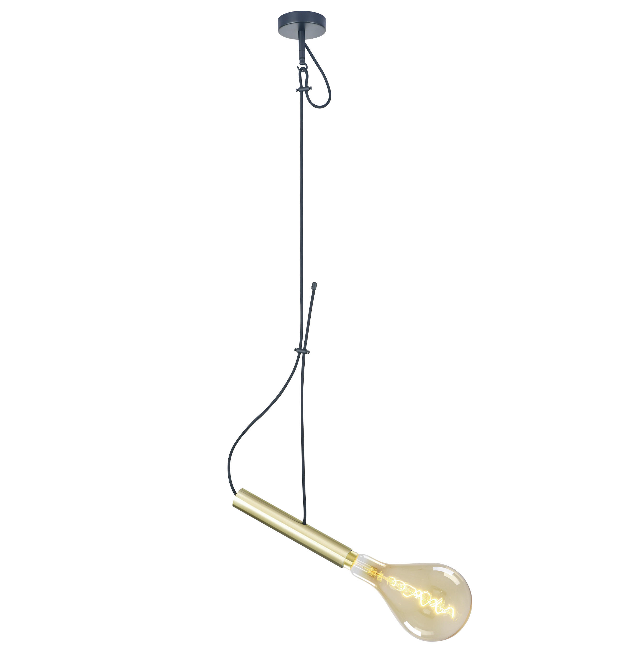 HÄNGELEUCHTE 12/120 cm   - Goldfarben/Schwarz, Design, Kunststoff/Textil (12/120cm) - Näve