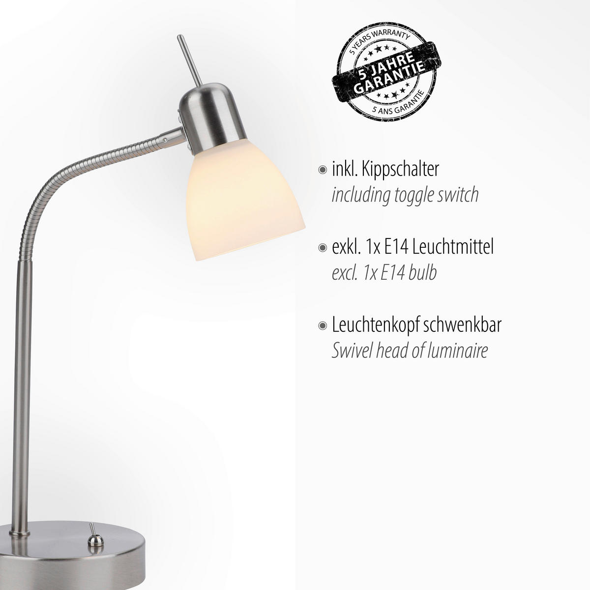 STONA LAMPA - boja nerđajućeg čelika, Osnovno, staklo/metal (25/25/47cm)