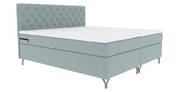 BOXSPRINGBETT 180/200 cm  in Hellgrau  - Chromfarben/Hellgrau, KONVENTIONELL, Textil/Metall (180/200cm) - Carryhome