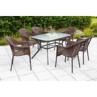 GARTENTISCHGRUPPE  - Dunkelbraun/Graphitfarben, KONVENTIONELL, Glas/Kunststoff - Gardenson