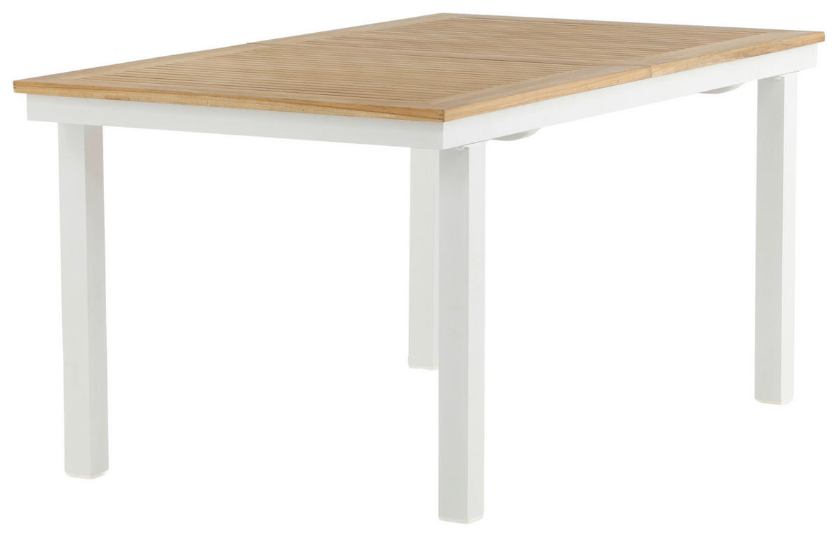 GARTENTISCH Metall Weiß rechteckig  - Weiß, KONVENTIONELL, Holz/Metall (160/90/75cm) - Gardenson