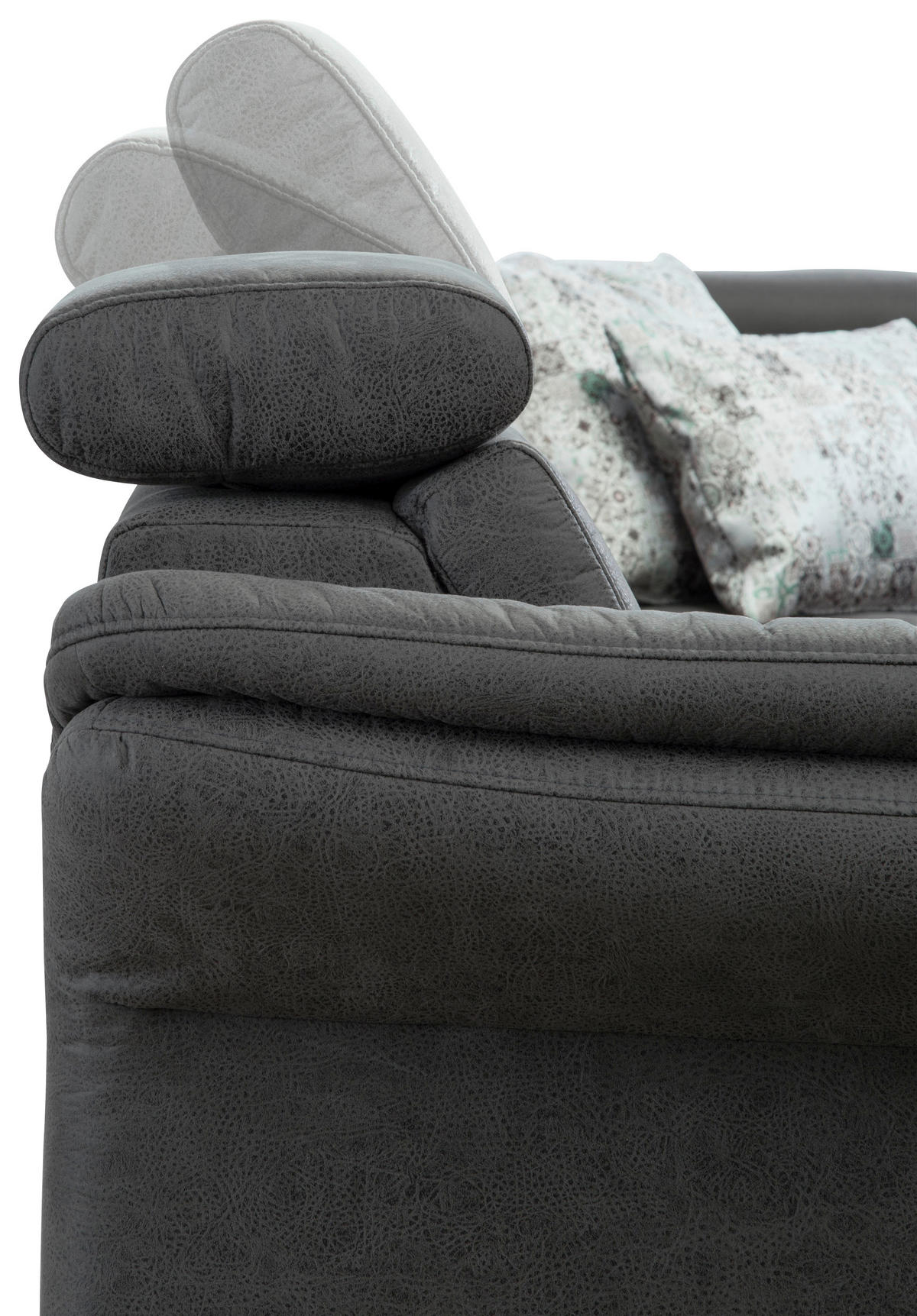 WOHNLANDSCHAFT in Mikrofaser Anthrazit  - Anthrazit/Schwarz, Konventionell, Textil/Metall (193/317/165cm) - Sit & More