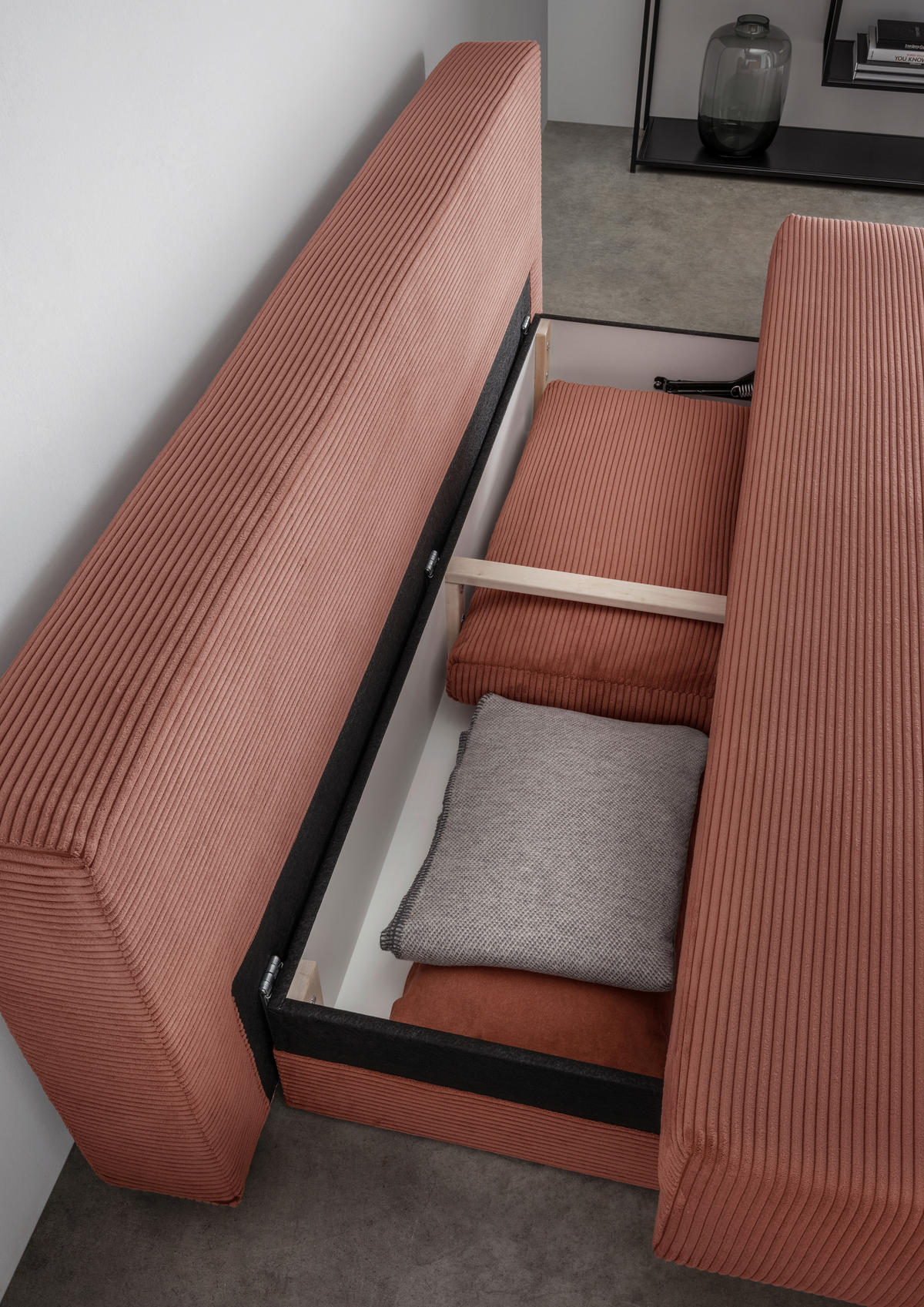 SCHLAFSOFA in Cord Rot, Koralle  - Koralle/Rot, Modern, Textil/Metall (198/90/100cm) - Livetastic