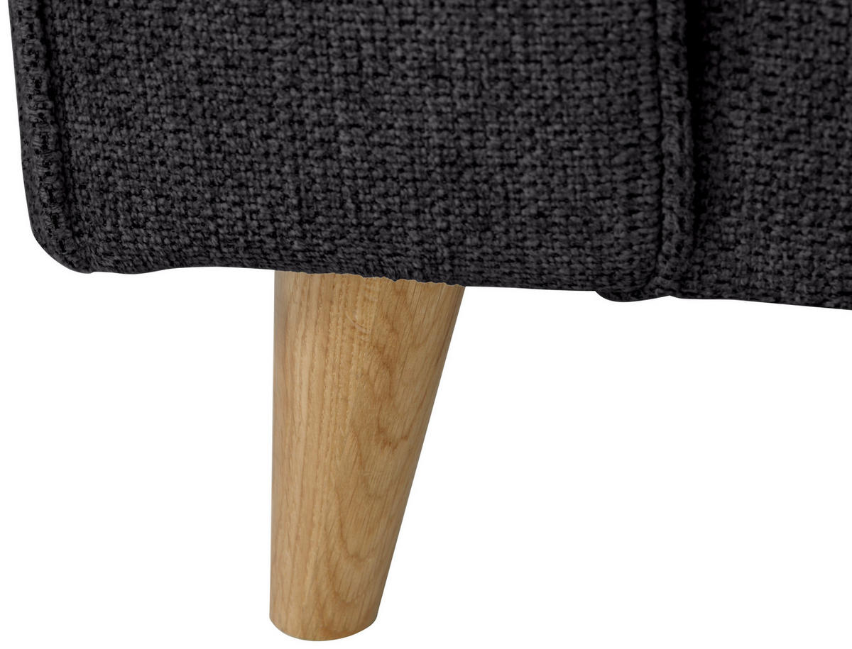 ECKSOFA in Flachgewebe Schwarz  - Eichefarben/Schwarz, Konventionell, Holz/Textil (265/159cm) - Carryhome