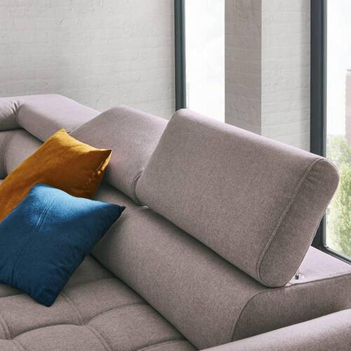 ECKSOFA in Webstoff Hellgrau  - Hellgrau/Schwarz, Design, Textil/Metall (223/263cm) - Welnova