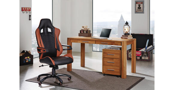 SCHREIBTISCH in Holz 140/76/70 cm - Eichefarben/Alufarben, Natur, Holz/Kunststoff (140/76/70cm) - Linea Natura