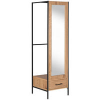 GARDEROBENSCHRANK  in 44,5/165/50 cm  - Schwarz/Naturfarben, Design, Glas/Holzwerkstoff (44,5/165/50cm) - MID.YOU