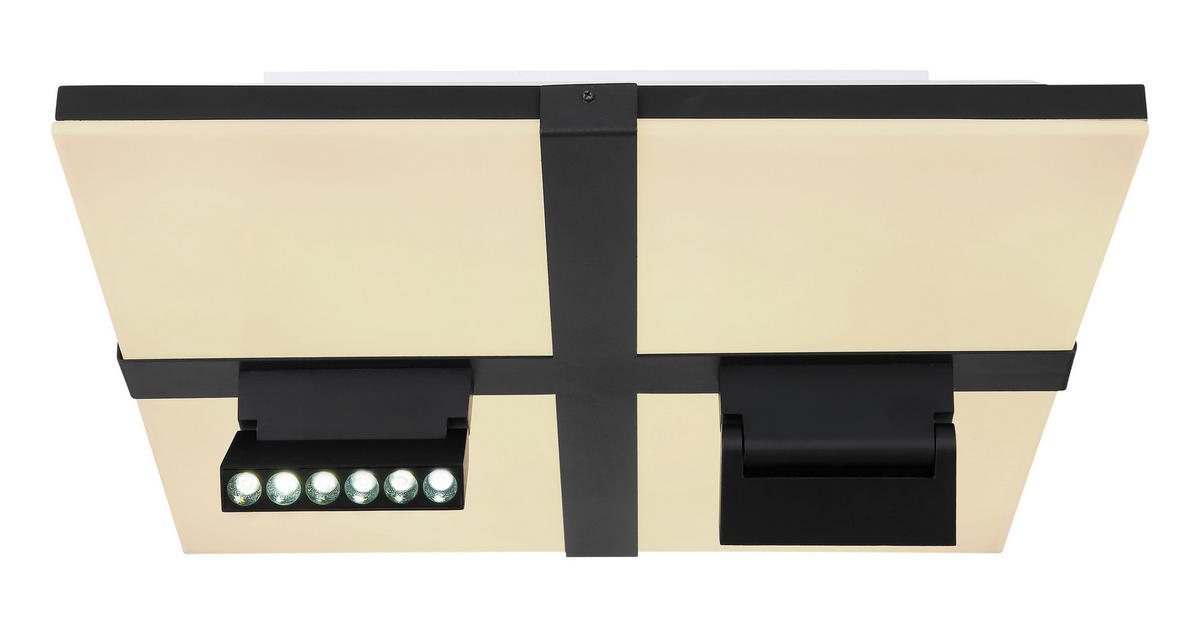 LED-DECKENLEUCHTE 45/45/16,1 cm   - Opal/Schwarz, Design, Kunststoff/Metall (45/45/16,1cm) - Globo