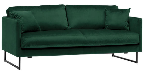 2,5-SITZER in Samt Dunkelgrün - Dunkelgrün/Schwarz, Design, Textil/Metall (180/78/84cm) - Carryhome