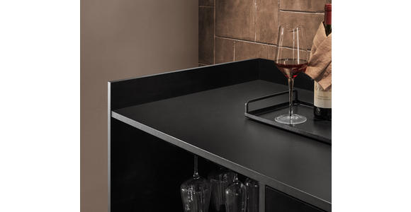 SIDEBOARD Mosel Weinschrank 125/120/58 cm  - Schwarz, KONVENTIONELL, Holzwerkstoff/Metall (125/120/58cm) - Carryhome