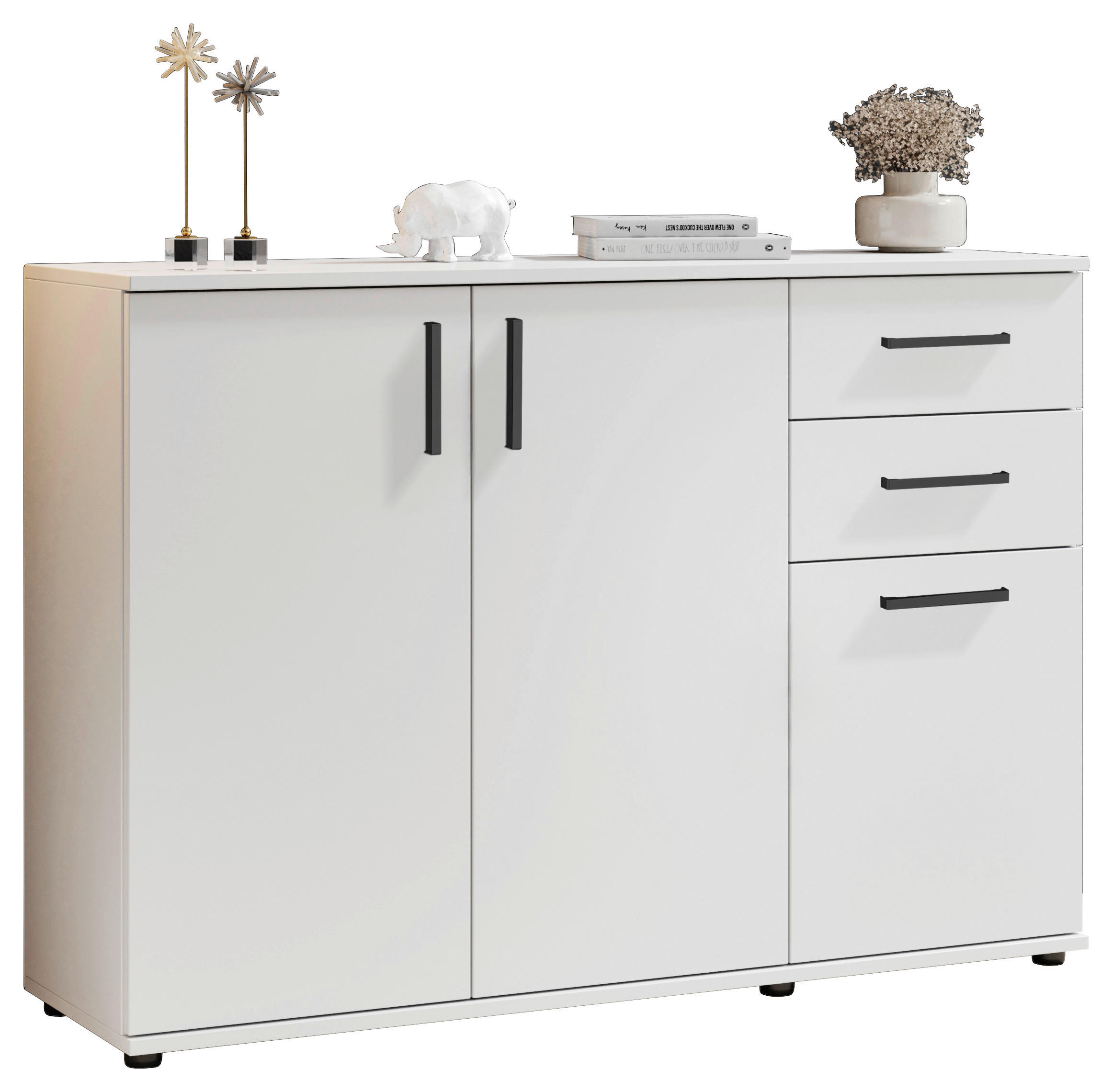 Sideboard Basel BC 1040  in 120/84/35 cm  - Schwarz/Weiß, Design, Holzwerkstoff/Kunststoff (120/84/35cm) - Livetastic