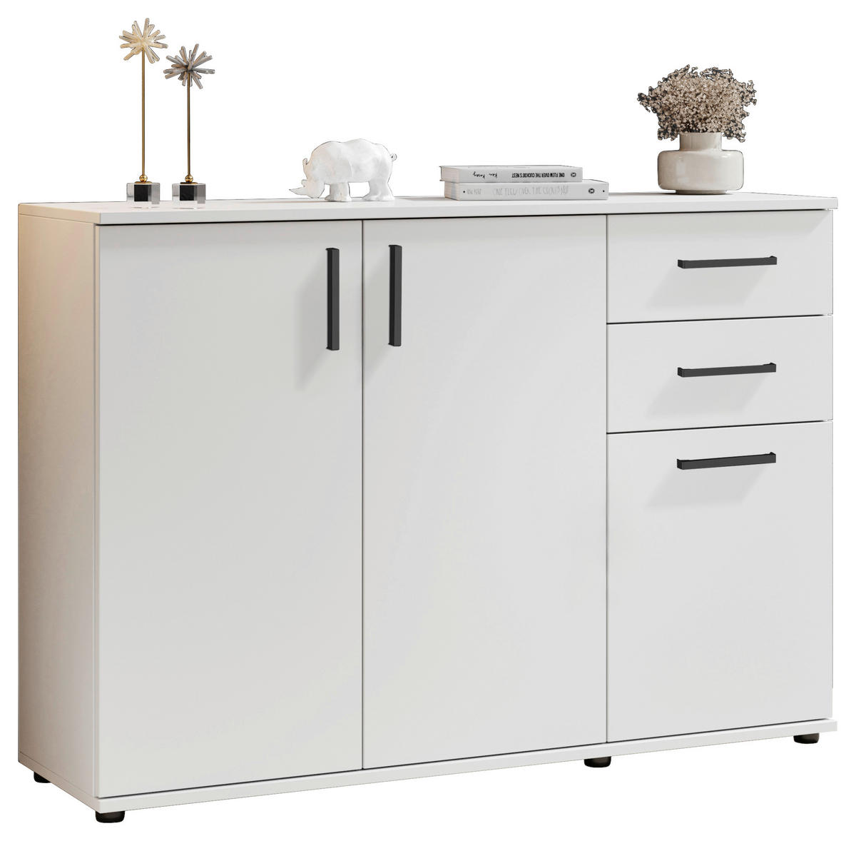 Sideboard Basel BC 1040  in 120/84/35 cm  - Schwarz/Weiß, Design, Holzwerkstoff/Kunststoff (120/84/35cm) - Livetastic