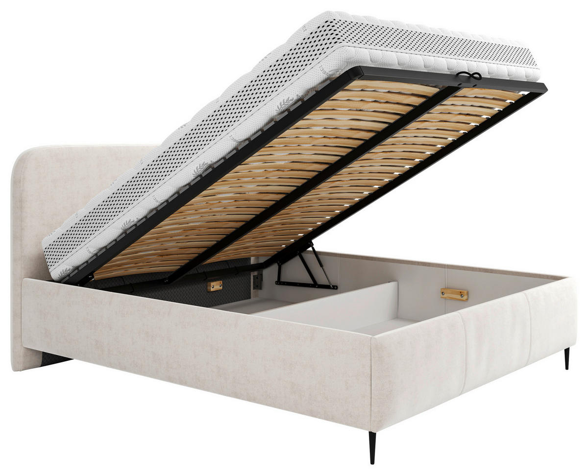 STOPPAD SÄNG 180/200 cm  i vit  - vit/svart, Modern, metall/trämaterial (180/200cm) - MID.YOU