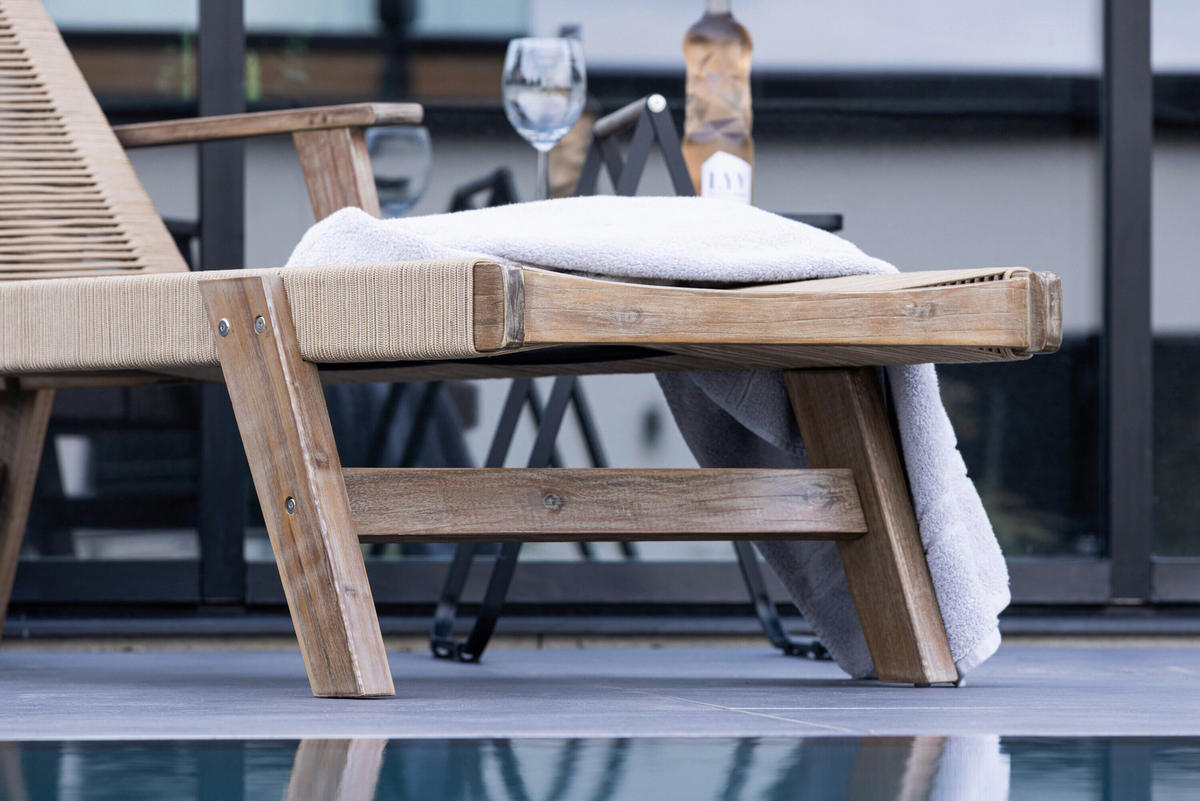 SONNENLIEGE 200/55/72 cm Akazie  - Dunkelbraun/Beige, MODERN, Holz (200/55/72cm) - Gardenson