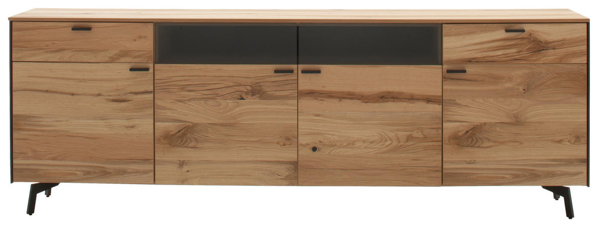 SIDEBOARD Anthrazit, Eichefarben  242/72/43 cm  - Eichefarben/Anthrazit, Design, Glas/Holz (242/72/43cm) - Schöner Wohnen